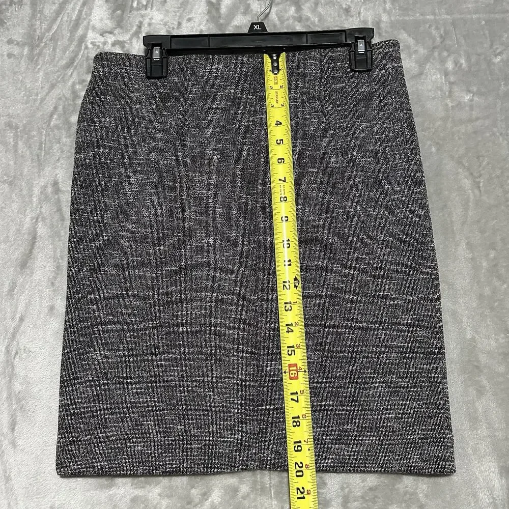 NWT Loft Petite Boucle Tweed Midi Pencil Skirt Womens Sz MP Gray Stretch Pull On